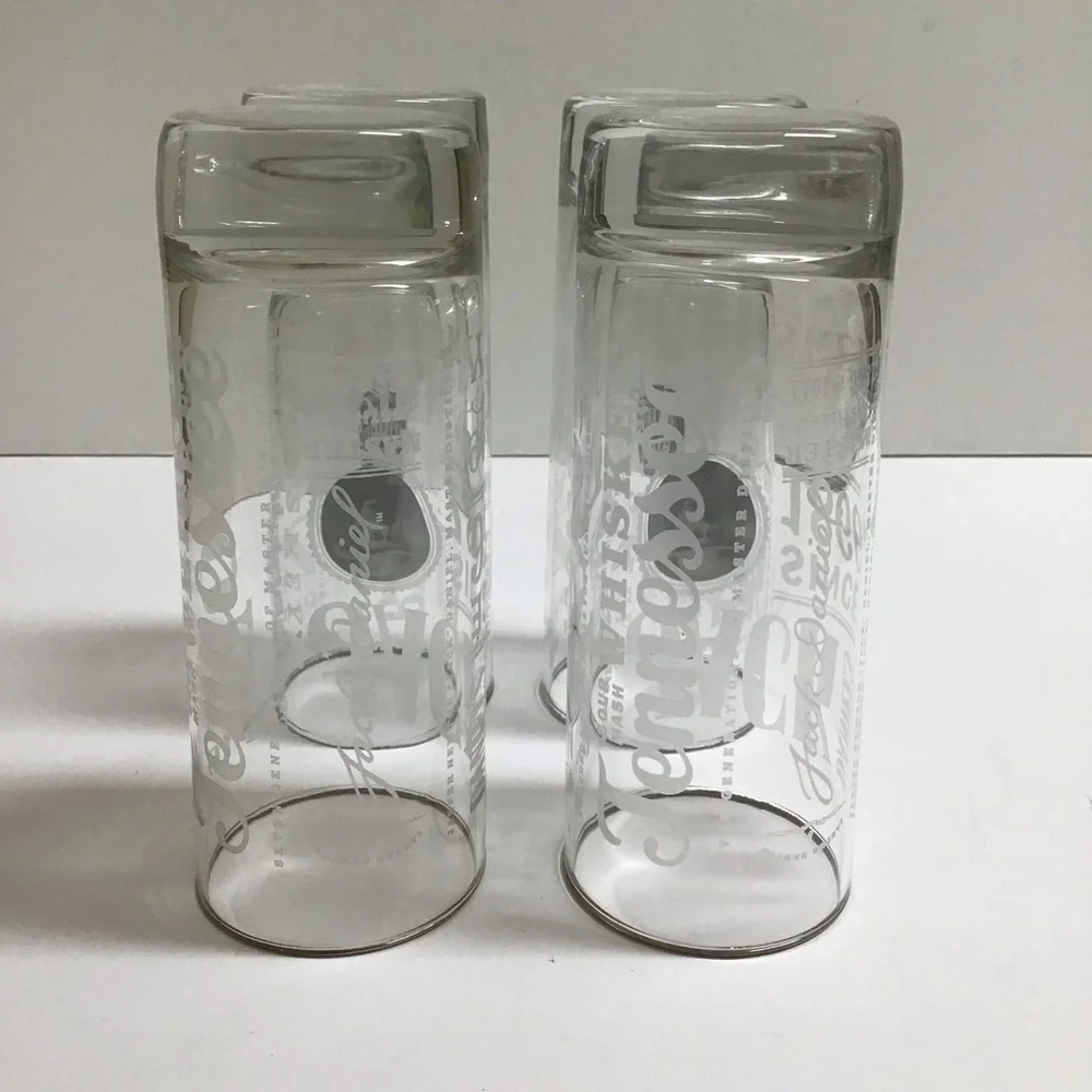 Jack Daniels Whiskey 4 Highball Tumbler Glasses Tall Boy 10 oz Old No. 7 Bar USA